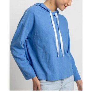Lilla P Relaxed Cotton Hoodie Size Small 100% Cotton Blue
